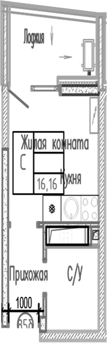 Планировка 16.16 м²
