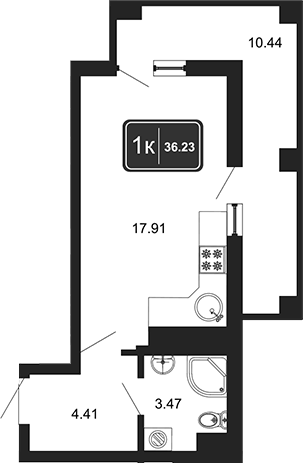 Планировка 22.66 м²