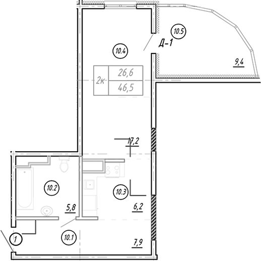 Планировка 38 м²