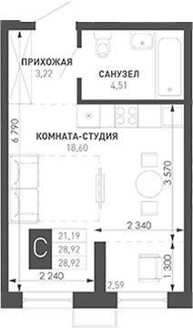 Планировка 27.85 м²