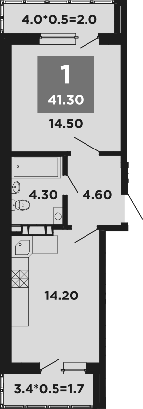 Продается 1-комн. квартира, 41 м²