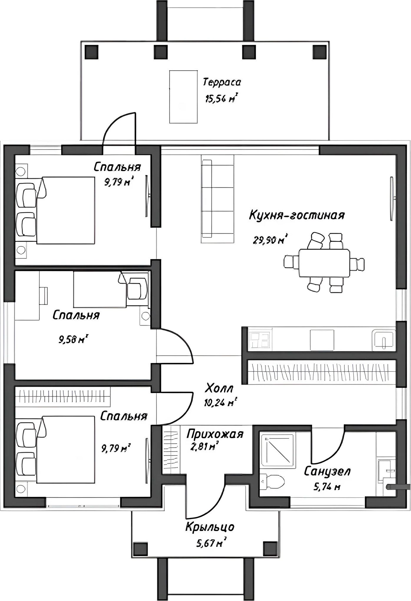 Планировка 83.44 м²