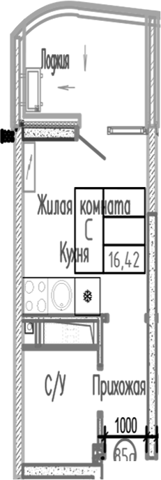 Планировка 16.42 м²