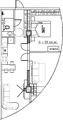 Планировка 58 м²