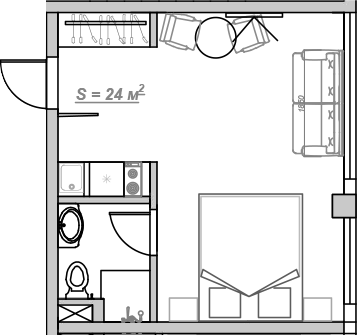 Планировка 27.1 м²