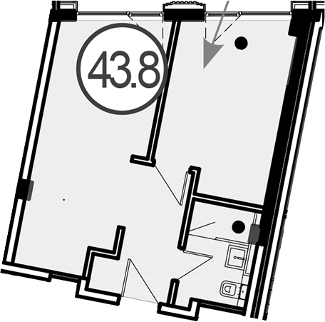 Продается 1-комн. квартира, 43.8 м²