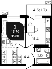 Планировка 36.9 м²