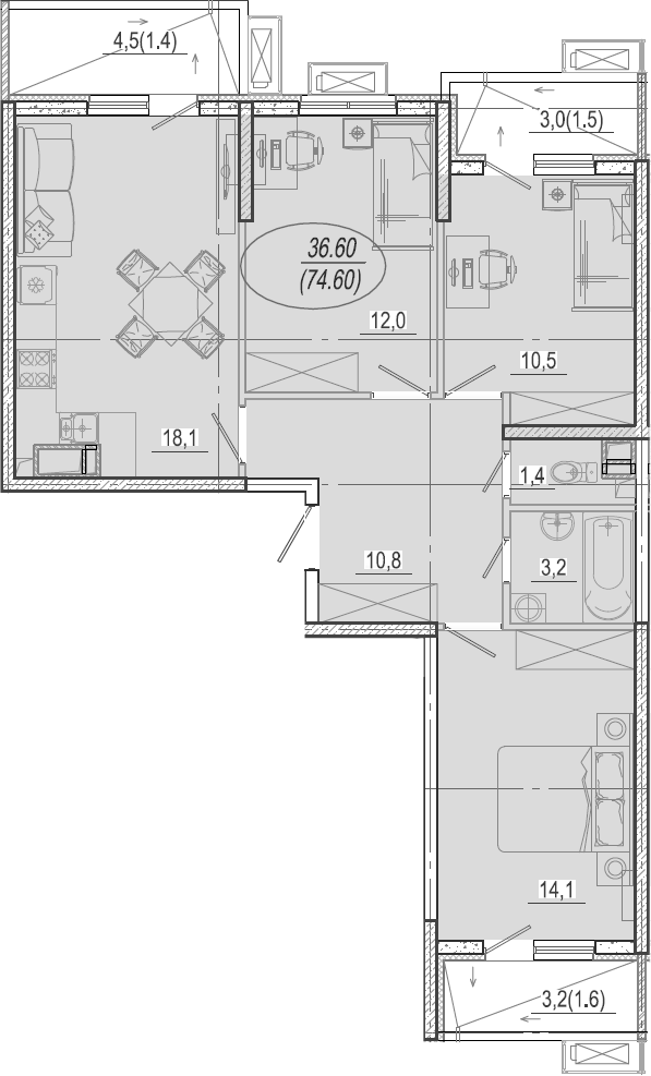Продается 4-комн. квартира, 70.1 м²