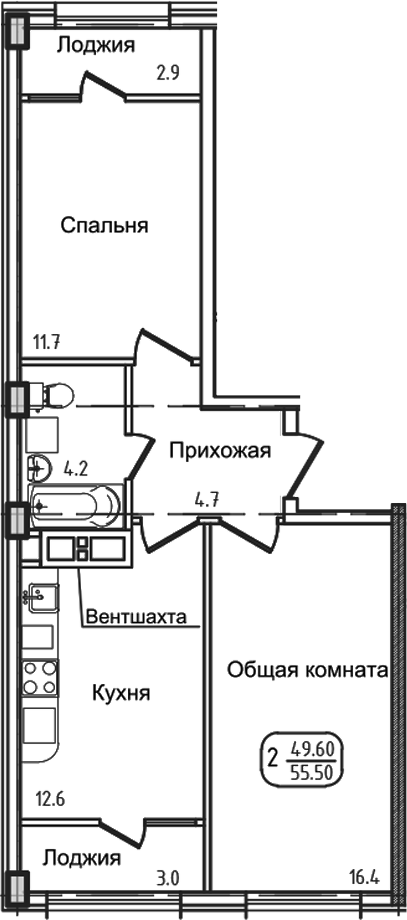 Планировка 47 м²