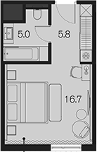 Планировка 27.5 м²