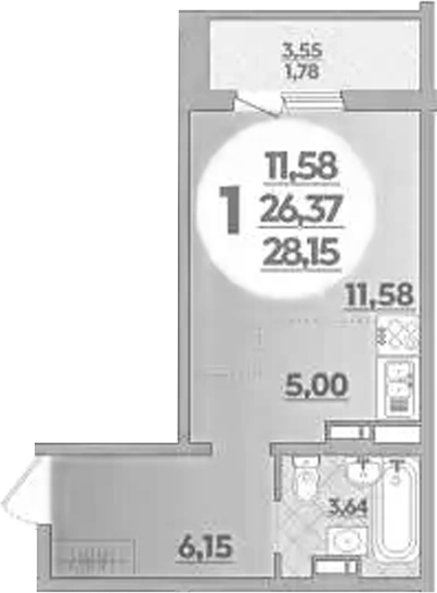 Студия · 26.37 м²