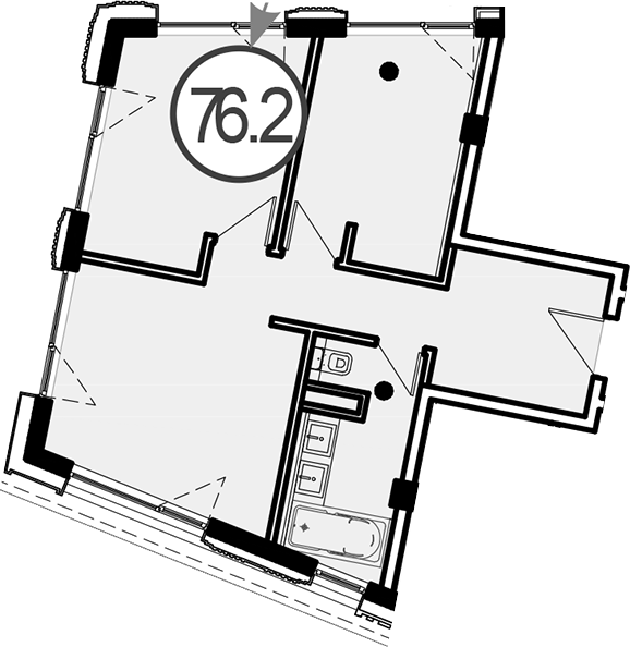 Продается 1-комн. квартира, 76.2 м²