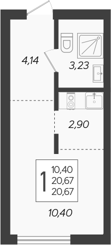 Планировка 20.67 м²