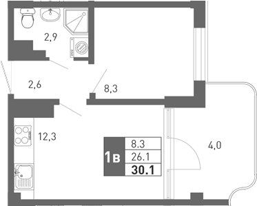 Планировка 25.3 м²