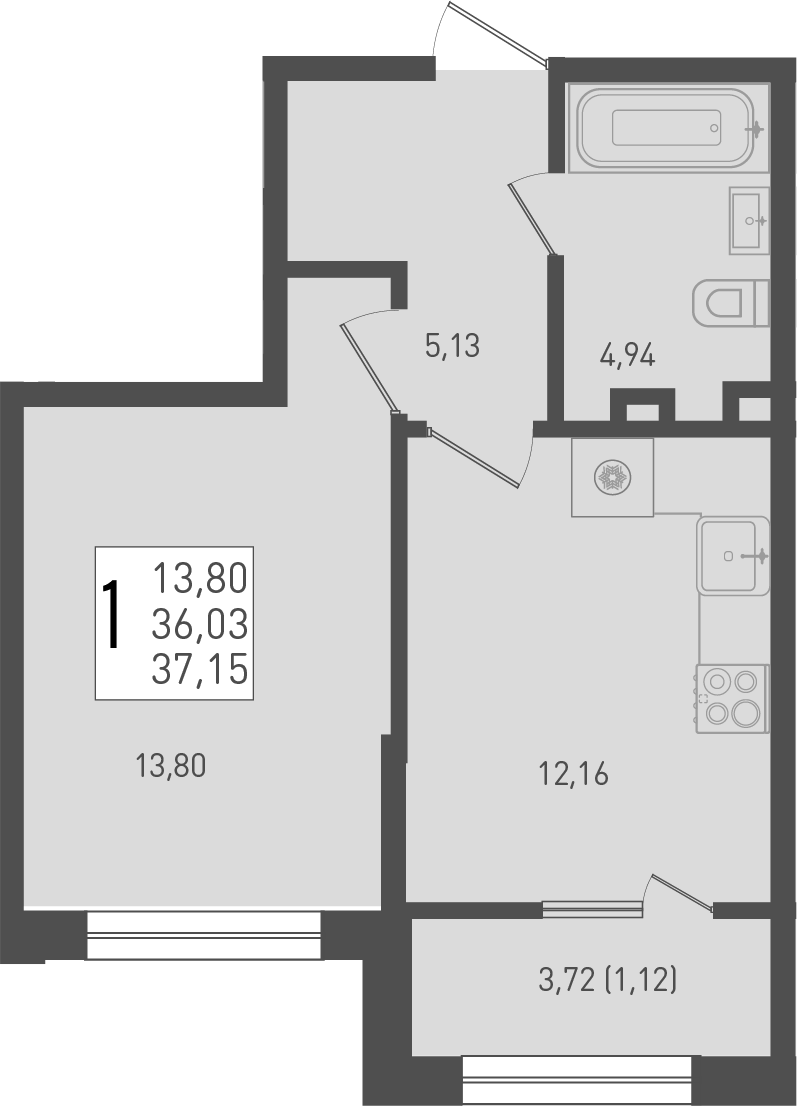 Планировка 36.03 м²