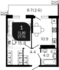 Планировка 36.3 м²