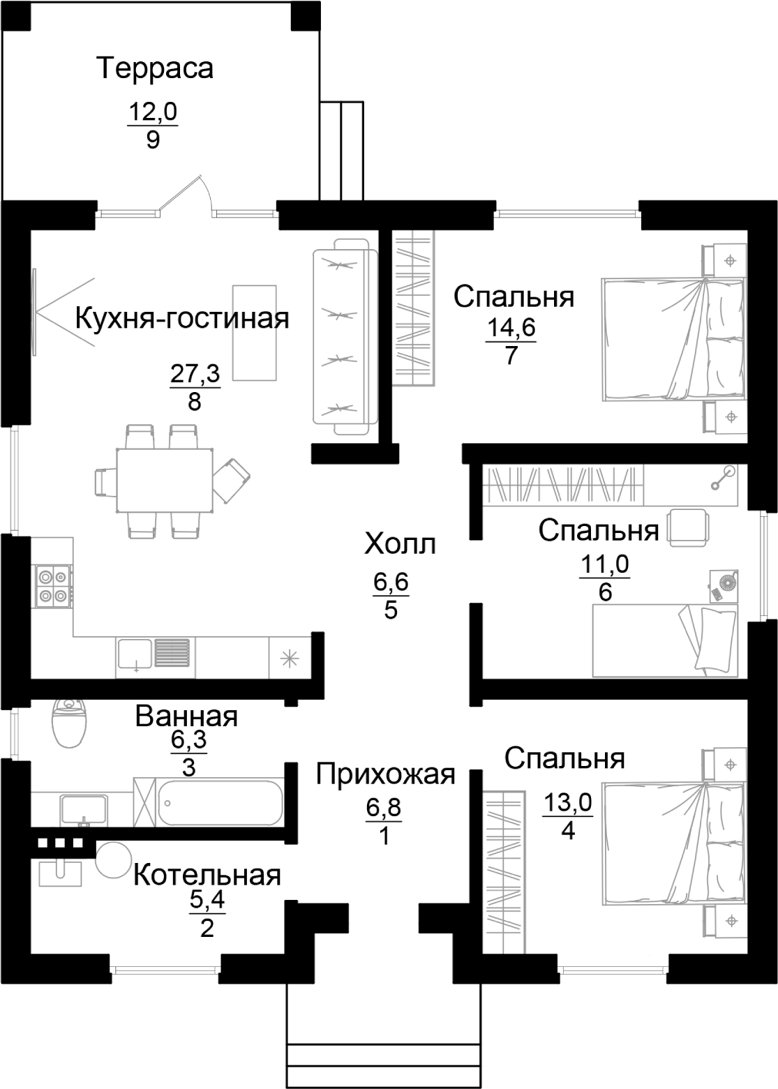 Планировка 91 м²