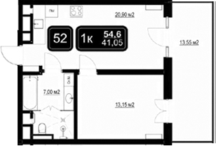 Планировка 41.05 м²