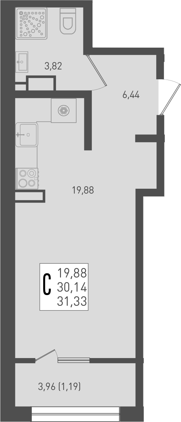 Планировка 30.14 м²
