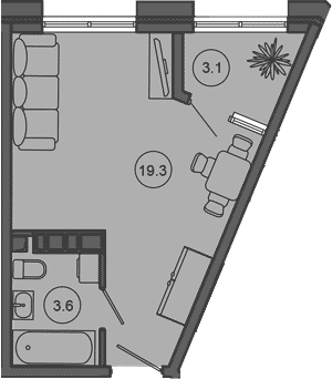 Планировка 22.9 м²