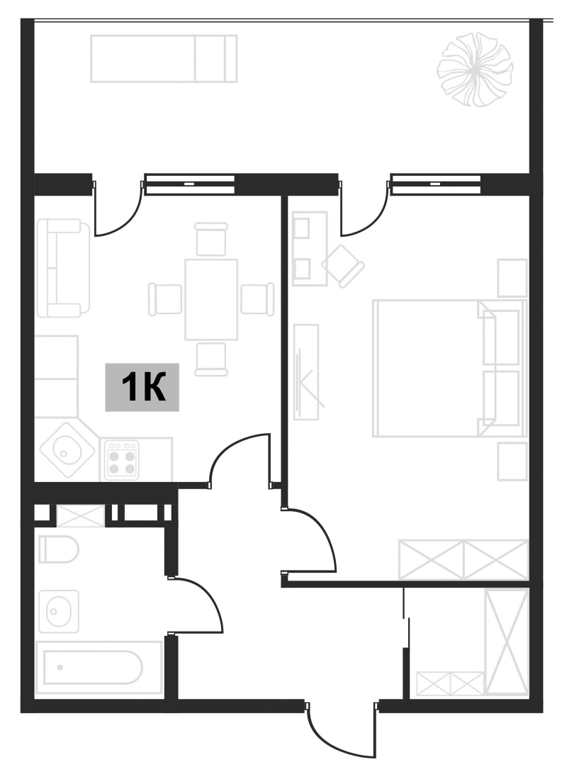 Планировка 42.7 м²