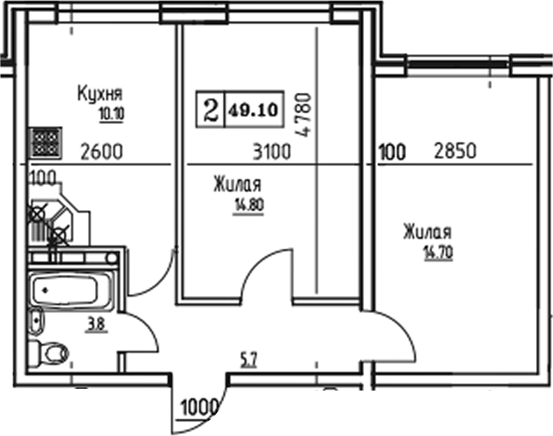 2-комн. · 49.06 м²