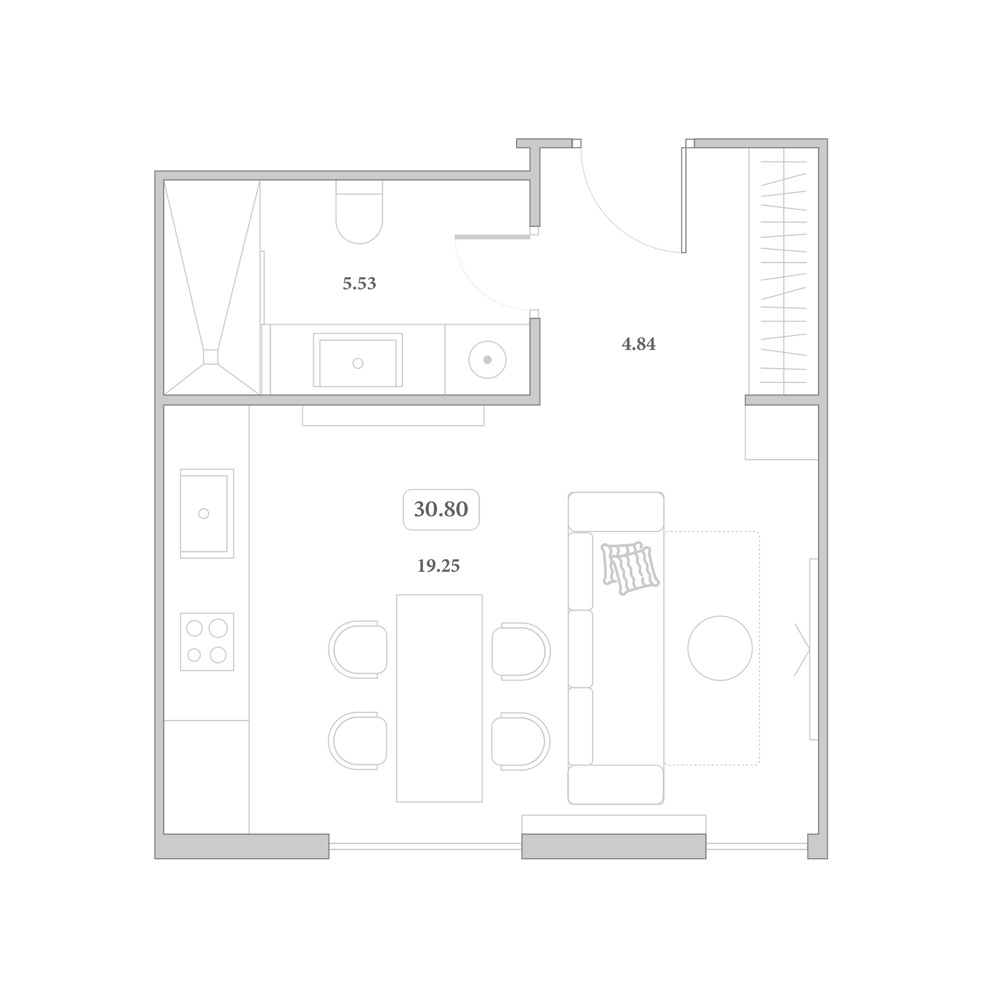 Планировка 30.8 м²