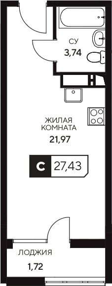 Планировка 25.71 м²