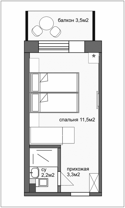Планировка 13.8 м²