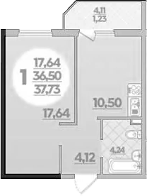 Планировка 36.5 м²