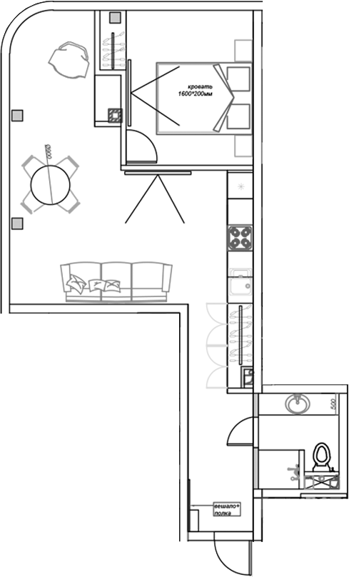 Планировка 47.7 м²