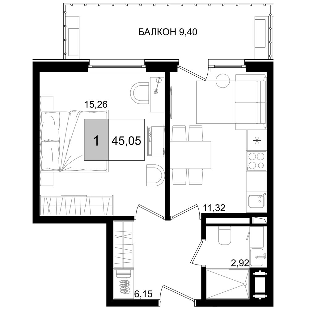 Планировка 35.65 м²