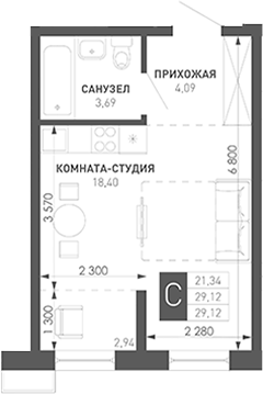Планировка 27.53 м²