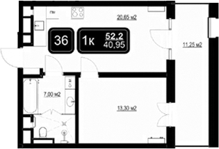 Планировка 40.95 м²
