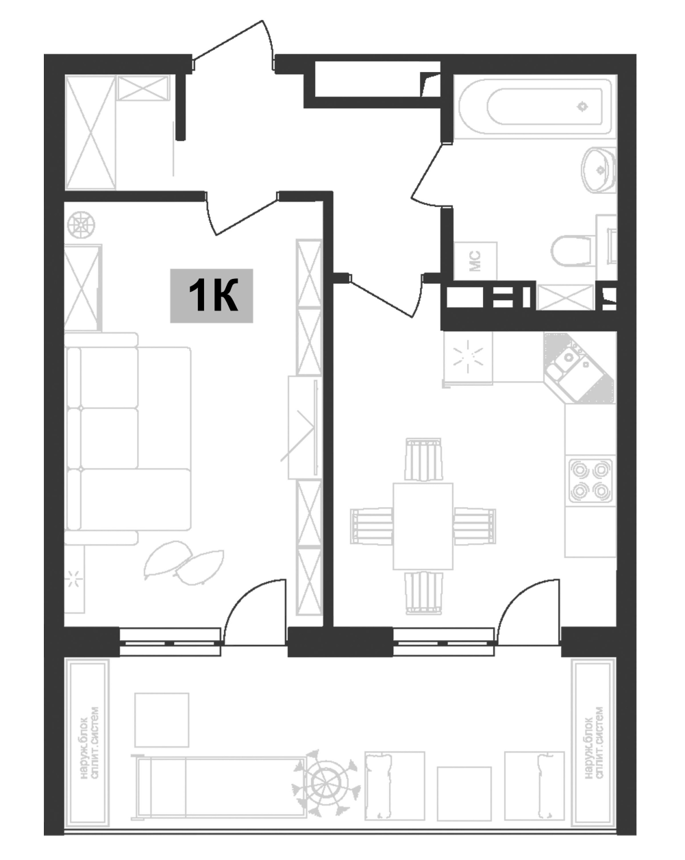 Планировка 38.77 м²