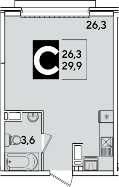 Продается 1-комн. квартира, 29.9 м²