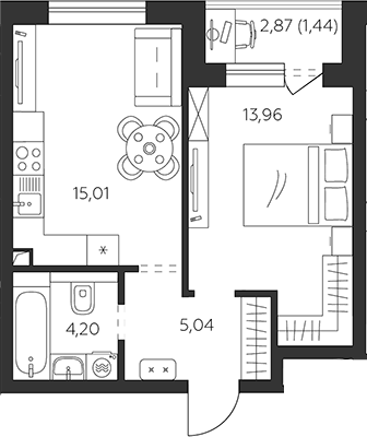Планировка 38.21 м²