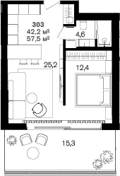 Планировка 42.2 м²