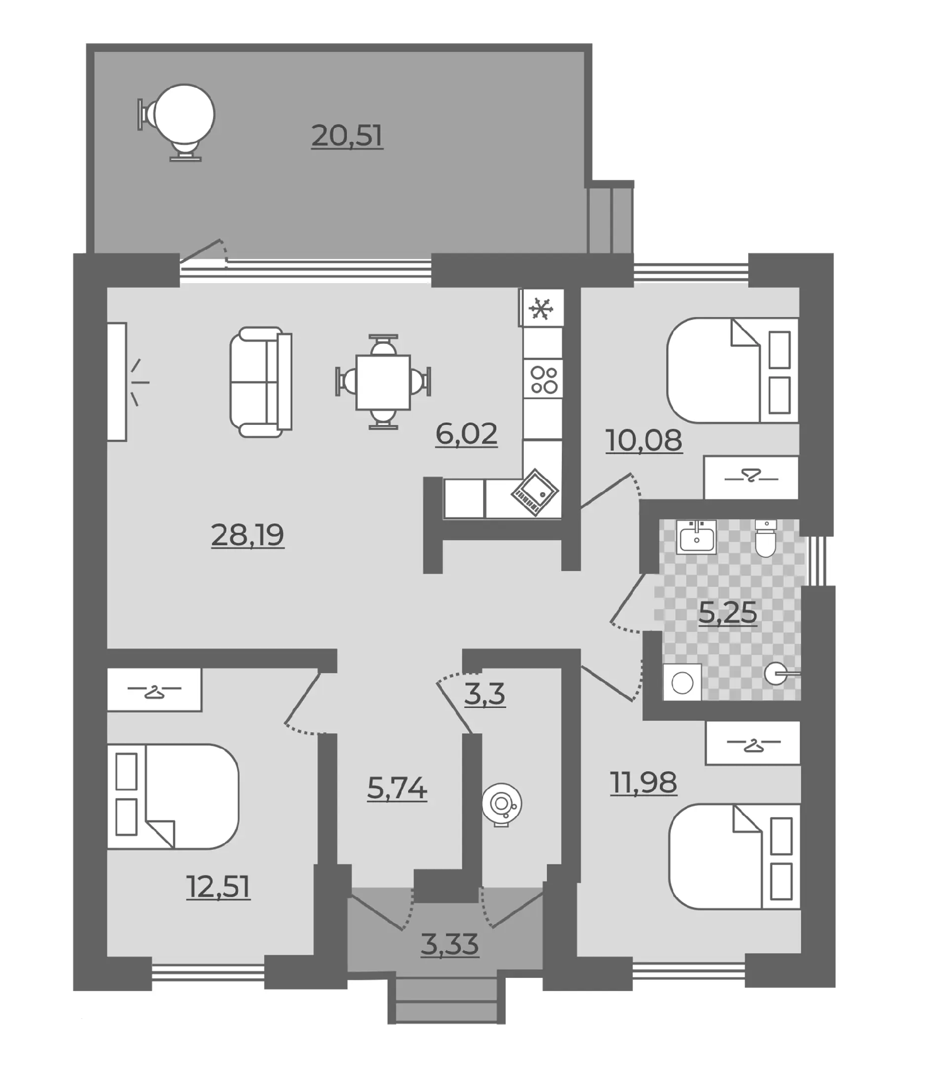 Планировка 86.49 м²
