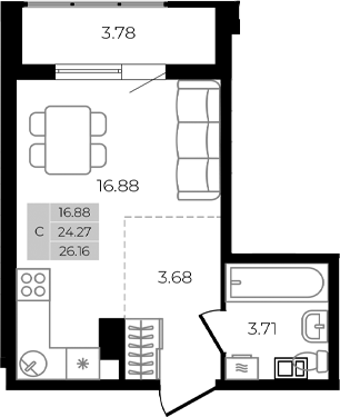 Планировка 24.27 м²