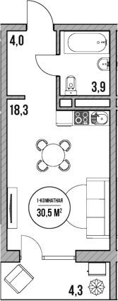 Студия · 26.2 м²