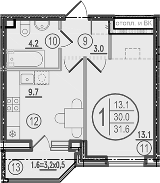 Планировка 30 м²