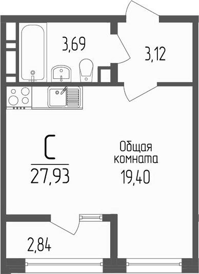 Планировка 26.21 м²
