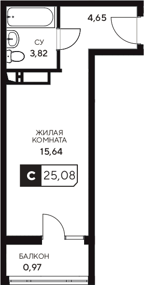 Планировка 24.11 м²