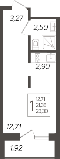 Планировка 21.38 м²