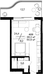 Планировка 38.2 м²