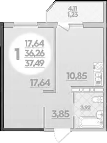 Планировка 36.26 м²