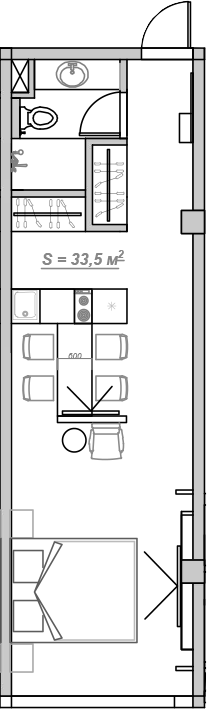 Планировка 33.4 м²