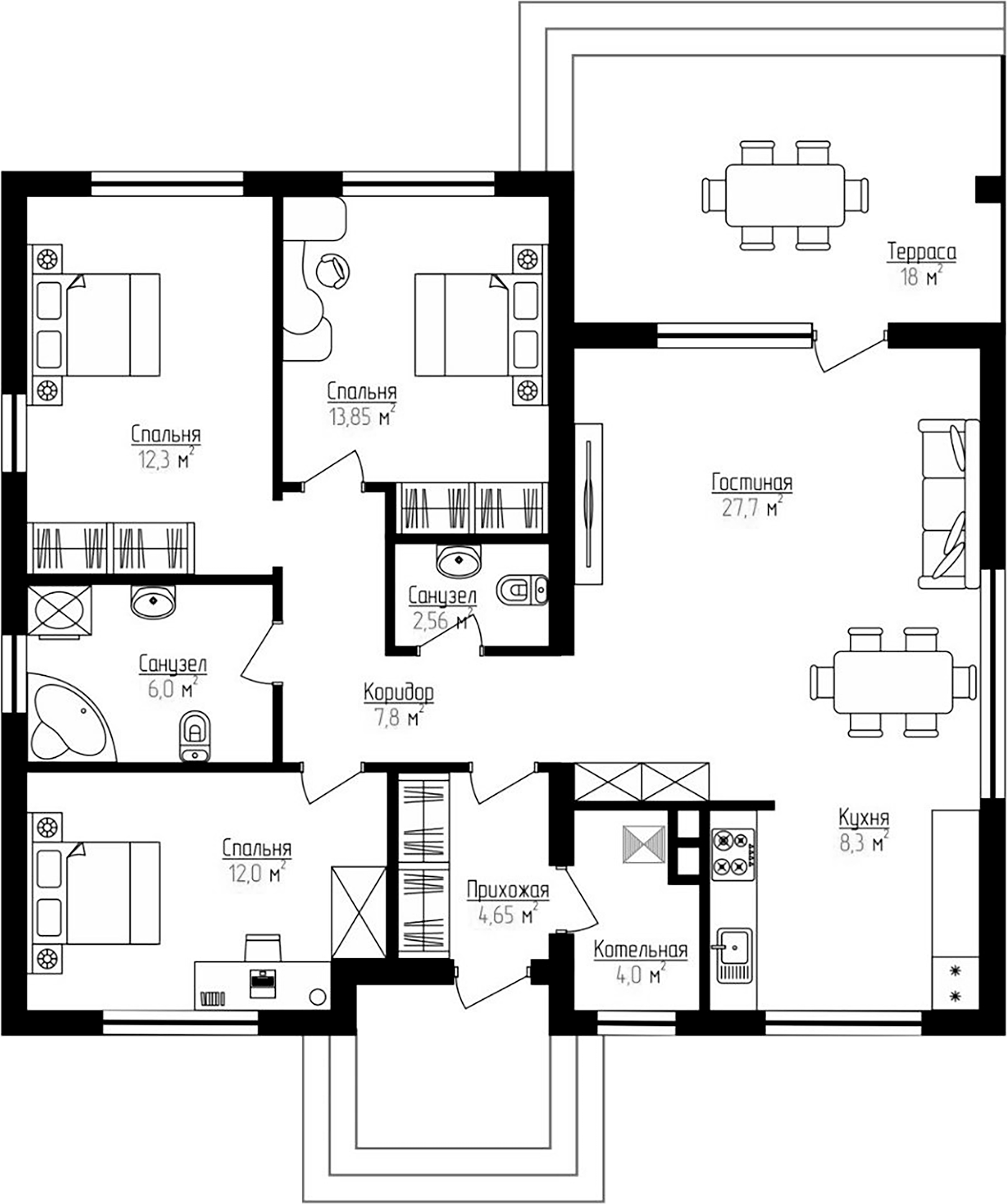 Планировка 99.16 м²