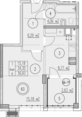 Планировка 34.3 м²